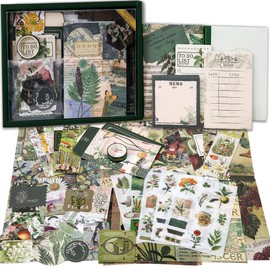 Scrapbooking Supplies Kit, Vintage Botanical Aesthetic Scrapbook Kit for Bullet Junk Journal, Stationery, A6 Grid Notebook, Flower DIY Journaling Supplies, Birthday Craft Gift Teen Girl Kid Women
