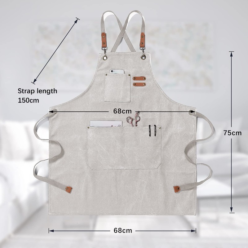 Work Apron with Pockets,Unisex Apron with Adjustable Belt and Waterproof