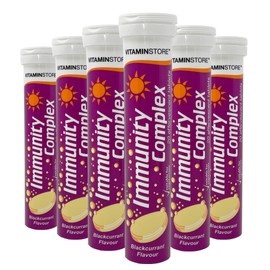 Vitamin Store Immunity Complex Effervescent Tablets, Blackcurrant Flavoured, Suitable for Vegetarians, 6 Packs of 20