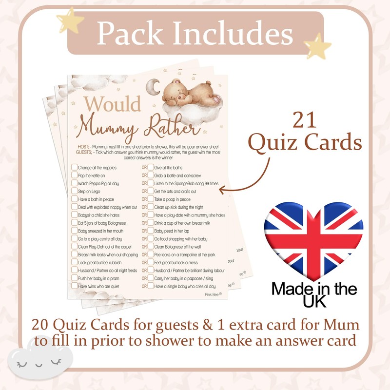 Pink Bee Parties - Would Mummy Rather Baby Shower Game