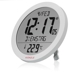 Kienzle Radio Wall Clock Table Clock with Temperature Display 18.7 cm Display DCF Time Date 2 Alarm Times Snooze White