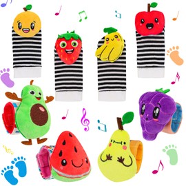 Baby Toys 0-6 Months, 8PCS Foot Finders & Wrist Rattles for Infants Toys Black and White Sensory Toys Baby Essentials for Newborn Wrist Rattle Baby Gifts, Baby Boy Toys 0 3 6 9 Months