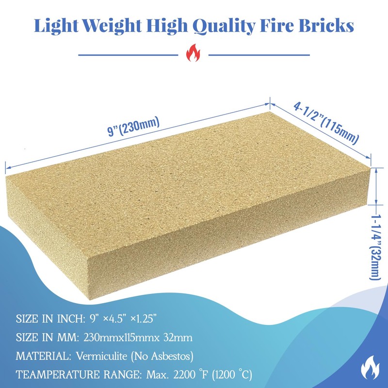 Fire Bricks, Woodstove Firebricks, Size 9″ x 4-1/2″ x 1-1/4″,