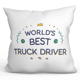 MUGFFINS TRUCK DRIVER Cushion Padding included - in English - World's Best - Funny gift - Pillow: cover and filling 15.7x15.7 inches