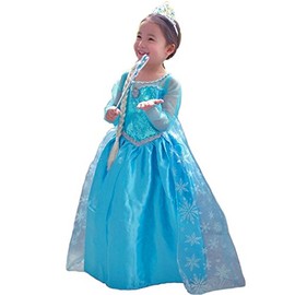 AGD Frozon Elsa Princess Dress Skirts for 3-9 yeas Old Girl (5-7years 47inch) Blue