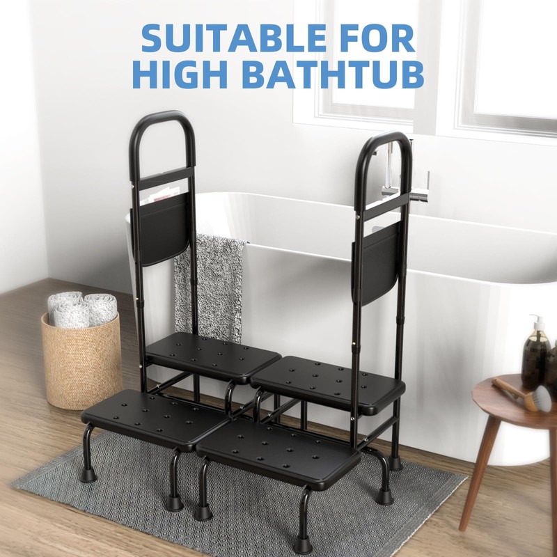 2 Step Stool with Handle for Elderly Heavy Duty Bed