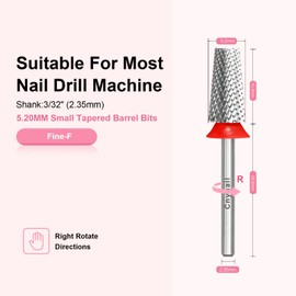 3/32" Small Tapered Barrel Safety Nail Drill Bit for Gel & Acrylic Removal