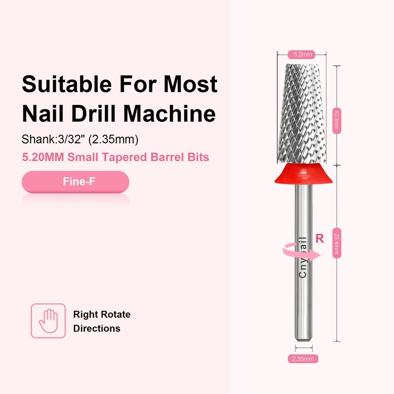 3/32" Small Tapered Barrel Safety Nail Drill Bit for Gel