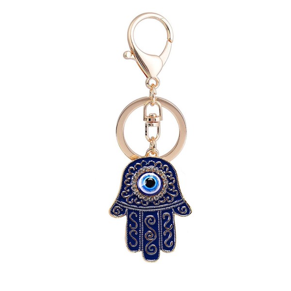 JIAHATE Hamsa Keychain,Turkish Evil Eye Hamsa Hand keychains,Womens Mens Gold