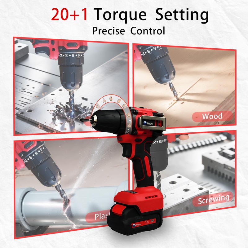 Brushless Cordless Drill Set,12V Power Drill Set with Battery and