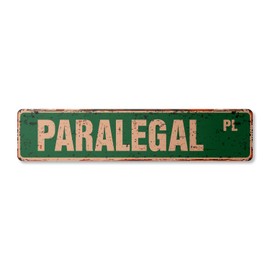 Paralegal Vintage Aluminum Street Sign Law Legal Assistant Firm Clerk Rustic Metal tin | Indoor/Outdoor | 30" Wide