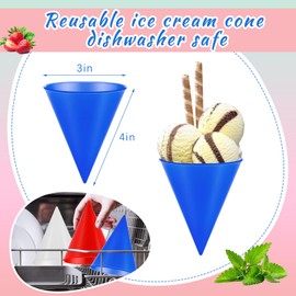 Tioncy 24 Pcs Reusable Snow Cone Cups 6 oz Plastic Leakproof Shaved Ice Cups for Slush Syrup Ice Cream Sorbet Water Juice Shaved Ice Machines