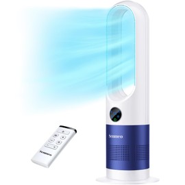 Senmeo Bladeless Fan, 26" Bladeless Tower Fan with Remote, 8 Speeds, 90° Oscillation, 9 Hour Timer, Large LED Display with Auto Off, Easy to Clean, Standing Floor Fan for Bedroom, Home, Office