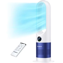 Senmeo Bladeless Fan, 26" Bladeless Tower Fan with Remote, 8 Speeds, 90° Oscillation, 9 Hour Timer, Large LED Display with Auto Off, Easy to Clean, Standing Floor Fan for Bedroom, Home, Office