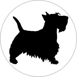Kiwi Gifts Scottish Terrier Silhouette - 10 Pack Circle Stickers 3" x 3" - Scottie Dog Pet