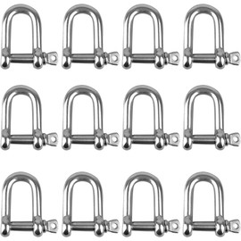 Shackle D Shape, 304 Stainless Steel D-Ring Shackle, M4 Stainless Steel Shackle, D Ring Shackle Straight, D Shackle, D Shackle, Stainless Steel for Rigging Steel Rope Cords Chains Shackles, Pack of 12