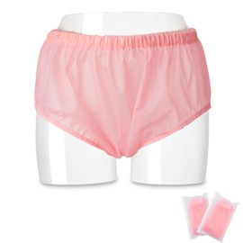 2 PCS Adult Diaper Cover,TPU Waterproof Underwear,Incontinence Leak-Protection,Washable Incontinence Underwear Women, Pink Plastic Pants