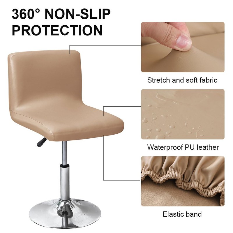 Bifaunvogel Waterproof Bar Stools Cover with Back Stretch PU Barstools