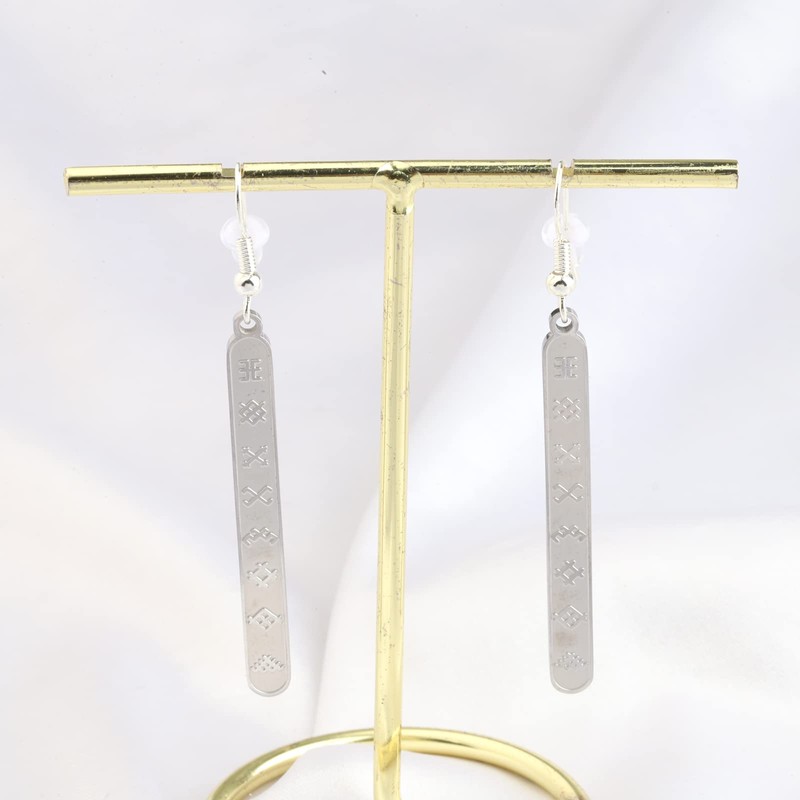 Long Earrings with Latvian Ethnic Signs 8 Signs Luck Protection