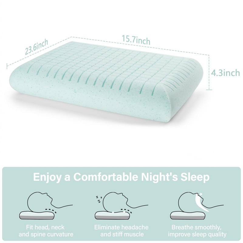 Cooling Memory Foam Pillow, Bed Pillow, Medium Soft Feel Neck