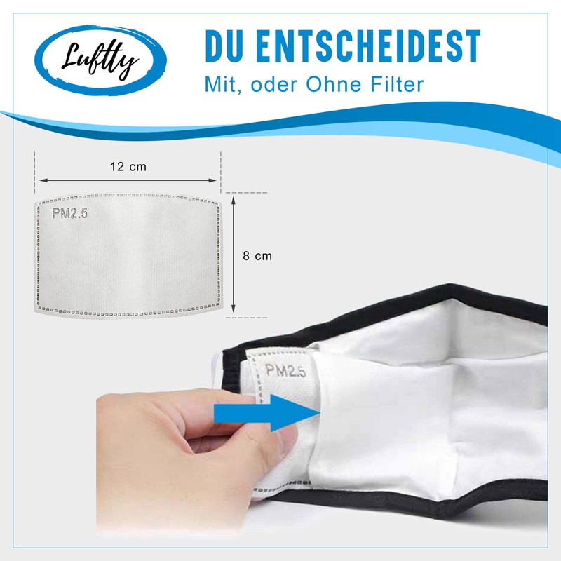 Luftty Mask with Valve, Adjustable Ear Loops and Nose Bridge,