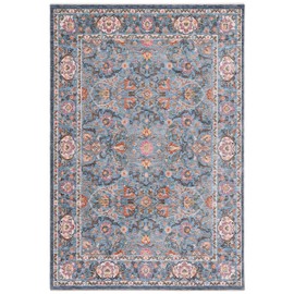 SAFAVIEH Crimson Collection Accent Rug - 4' x 6', Blue & Black, Traditional Floral Oriental Design, Non-Shedding & Easy Care, Ideal for High Traffic Areas in Entryway, Living Room, Bedroom (CMS224M)
