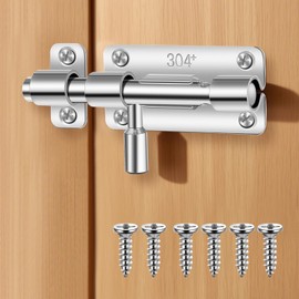 3 Pcs Door Lock Bolt,Gate Bolt Lock,Stainless Steel Door Latch with Screws 4",Heavy Duty Sliding Shed Bolts for Doors,Security Gate Bolts for Wooden Gates,Bathroom,Bedroom,Garden,Shed,Toilet,Fences