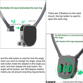 Gurmoir Neck Mount Holder for Gopro. 360° Rotation POV Necklace Mount for Go pro 13 12 11 10 9 8 Insta360 X3 X4 OSMO Action 3 4 and More Action Cameras