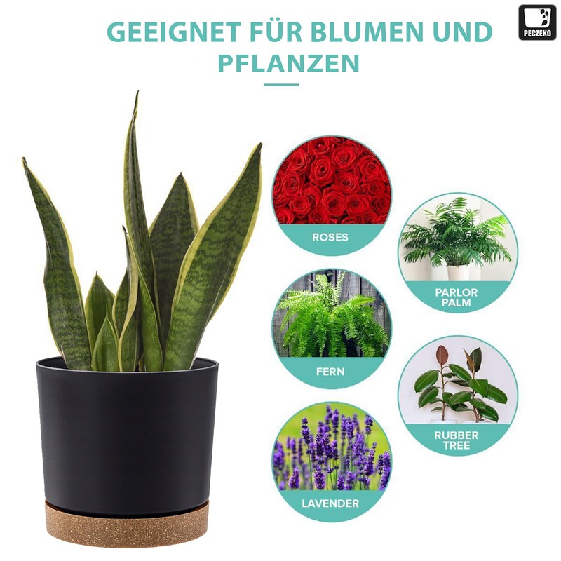 PECZEKO Matte Flower Pot, Plastic Planter, Decorative Pot for Large