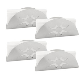 FEMONGY Napkin Holder Stainless Steel Pack of 4 Napkin Stands - Silver Napkin Dispenser for Table Decoration in Restaurant, Cafe, Hotel or Kitchen