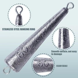 CWSDXM Through Wire Inline Torpedo Sinkers, Saltwater Bullet Fishing Weight for Trolling, Double Ringed Conical Sinkers for Bottom Fishing Surf Fishing 1-5 oz(2 oz, 5 pcs)