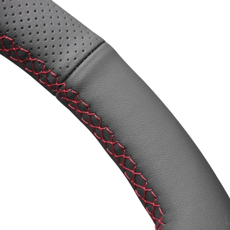 MEWANT DIY Black Faux Leather Steering Wheel Cover For Renault