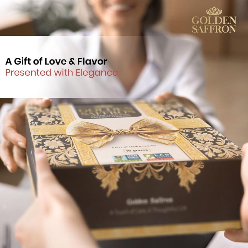 Golden Saffron Luxtury Gift Box, Premium All Red Saffron Threads,
