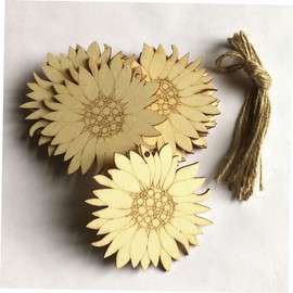TOPPERFUN Sunflower Pendant Unfinished Wooden Craft 3.1 Inch Hanging Decorations for Home Wedding Party DIY Spring D Cor with Jute Strings