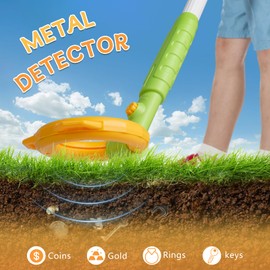 Kids Metal Detector (2-in-1) Handheld Metal Detector for Kids, Bear Head Design with Lights and Sounds, Detects Metals, Jewelry, Coins for Beach, Toddler Metal Detector, Outdoor Use Ages 3 and Above