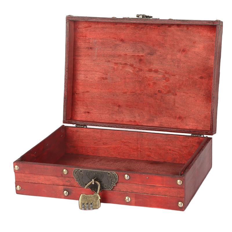 Antique Storage Box with Lock Wooden Document Box for Cosmetic