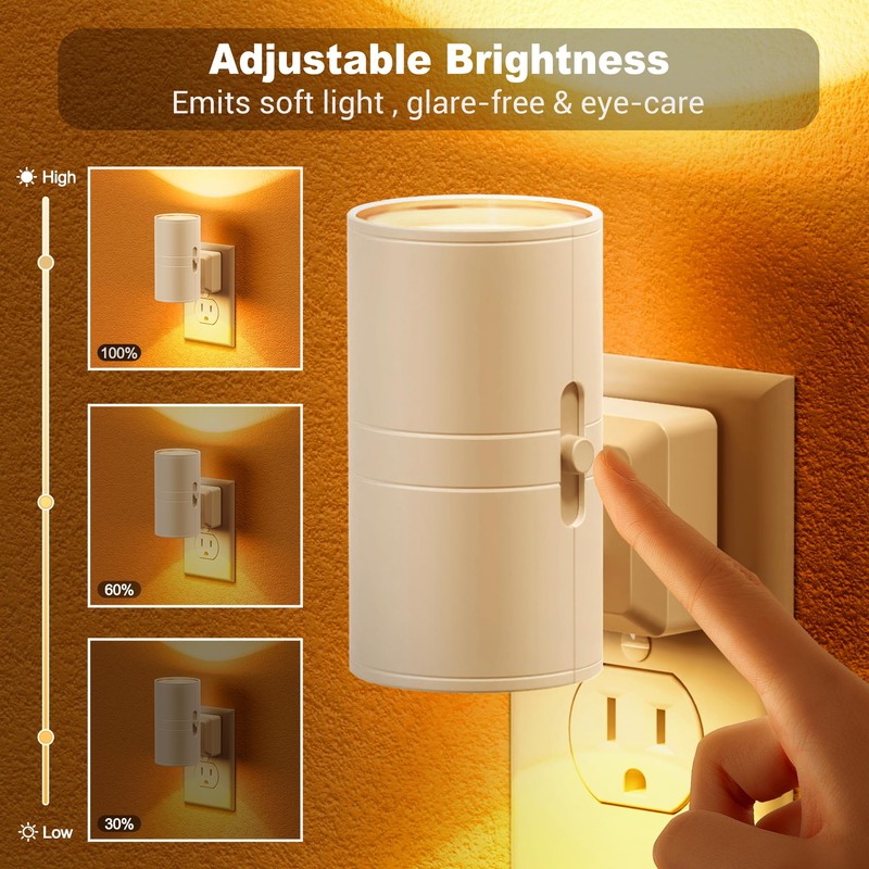 Amber Night Lights Plug into Wall, Dimmable Night Light Plug