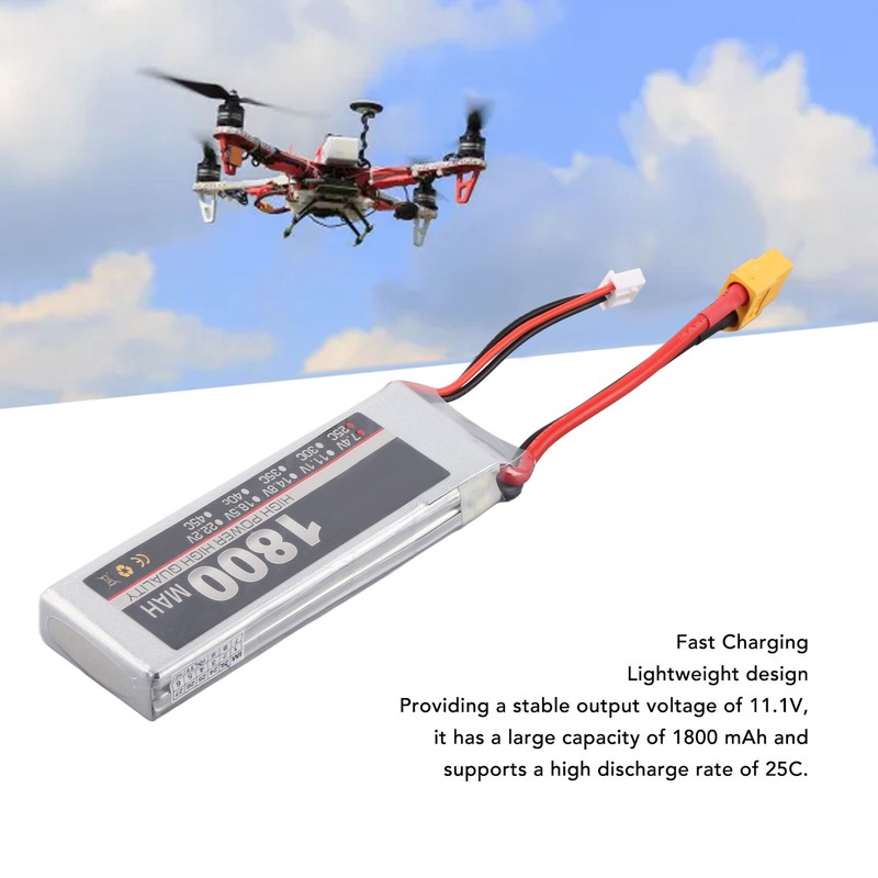 RC LiPo Battery 7.4V 2S 1800mAh 25C Rechargeable Lithium Polymer