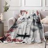 DYNH Japanese Cherry Blossom Blanket, Asian Nature Landscape Throw Blanket,