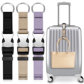 Amylove 3 Pcs Add a Bag Luggage Straps Gripper Heavy Duty Jacket Valises Strap for Travel Belt with Buckle Adjustable Baggage(Black, Beige, Light Purple)