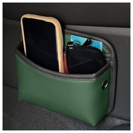Car Side Pocket Organizer,Leather Car Seat Side Organizer for Phone/Card/Key,Universal Multifunctional Car Seat Gap Organizer Car Accessories Interior for Side,Door,Window (Green)