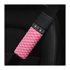 CGEAMDY 2 Pcs Auto Seat Belt Cover, Auto Safety Belt Pads Cushion Harness Accessories, Harness Pads Strap for a More Comfortable Driving, Car Accessories Compatible with Adults Kids(Pink)