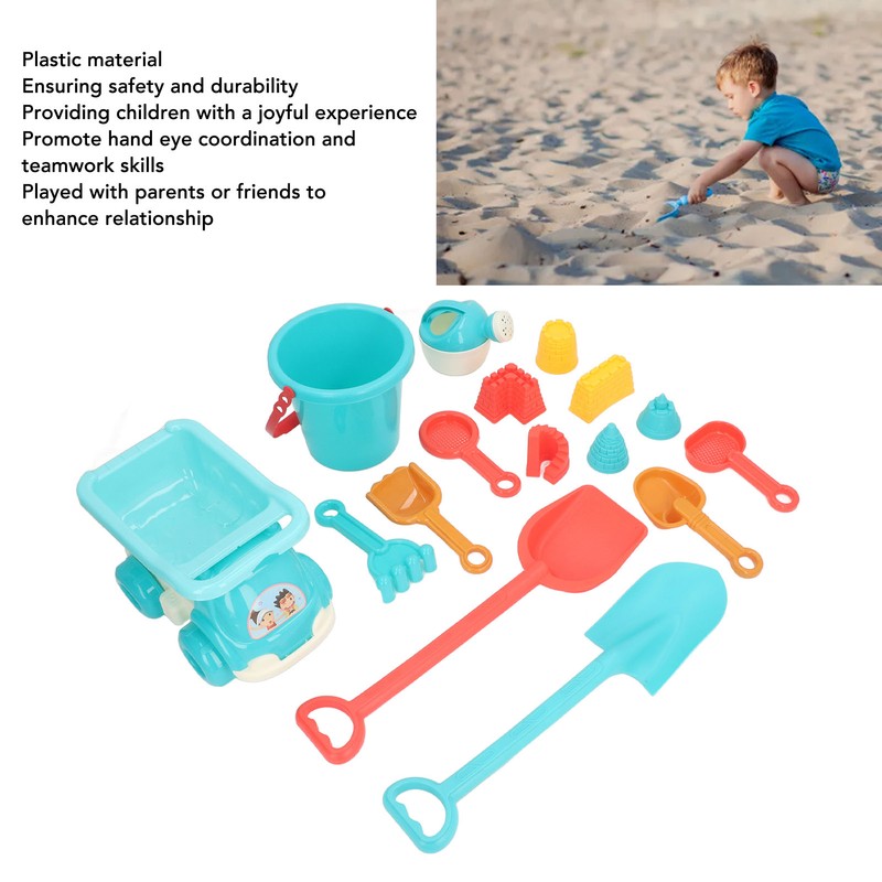 16pcs Kids Beach Toys Set Bucket Shovel Rake Sand Model