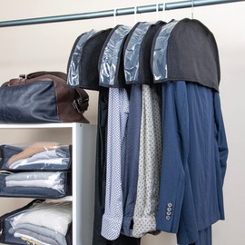 Household Essentials Hanging Garment Shoulder Dust Covers for Closet, Set of 4, Black