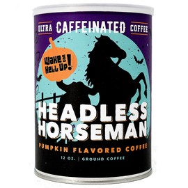 Wake The Hell Up! Headless Horseman | Ultra-Caffeinated Pumpkin Flavored Ground Coffee in a 12-Ounce Collectible Can | The Perfect Balance of Higher Caffeine & Great Flavor