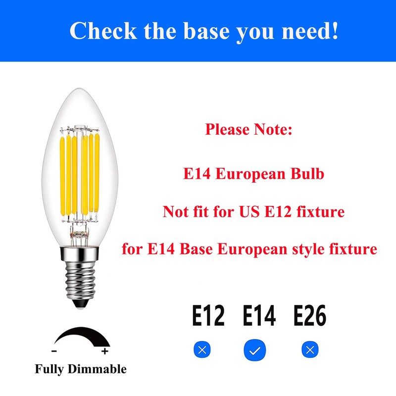 Beonllay E14 LED Bulb Dimmable 60W Equivalent 2700K Warm White,