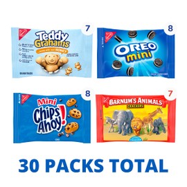 Nabisco Nabisco Team Favorites Variety Pack, OREO Mini, CHIPS AHOY! Mini, Teddy Grahams Honey & Barnum's Animal Crackers, 30 Snack Packs
