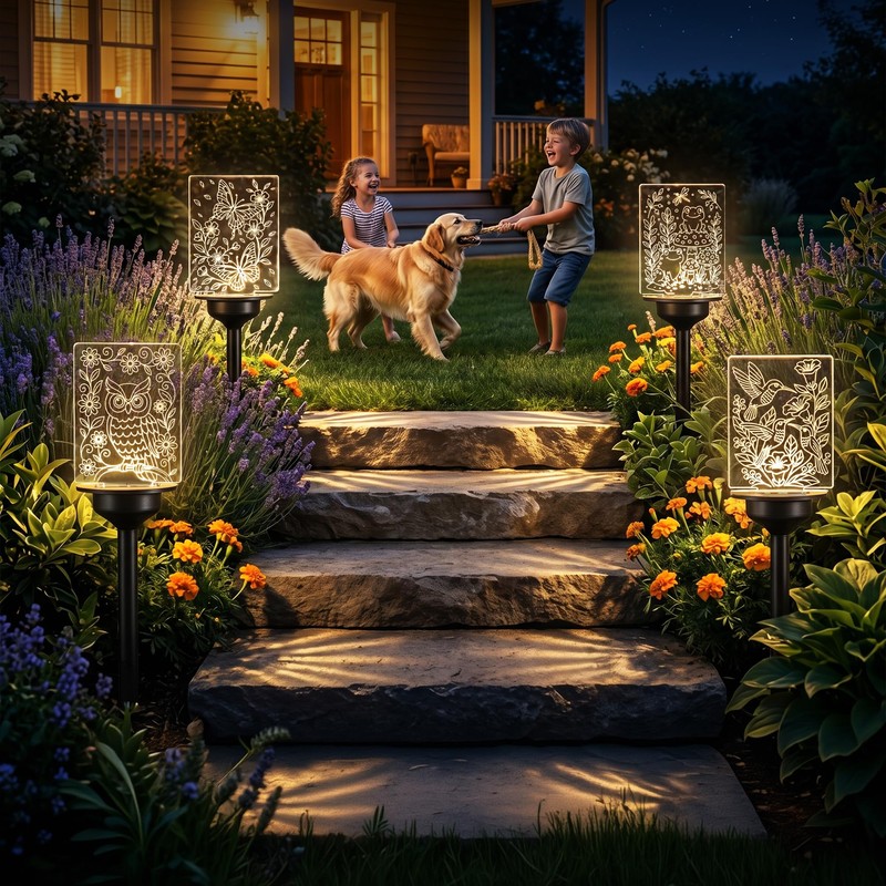 ODEETRONIC Solar Garden Lights, 4 Pack Solar Pathway Lights with