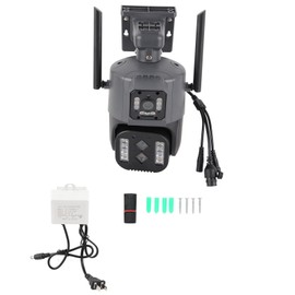Smart Outdoor Camera 4MP Wireless Three Lens Remote Monitor Auto Zoom Motion Tracking Surveillance Camera AC100‑240V US Plug