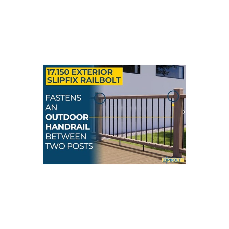 Zipbolt 17.150 Exterior Slipfix Railbolt — Epoxy Coated Staircase Handrail